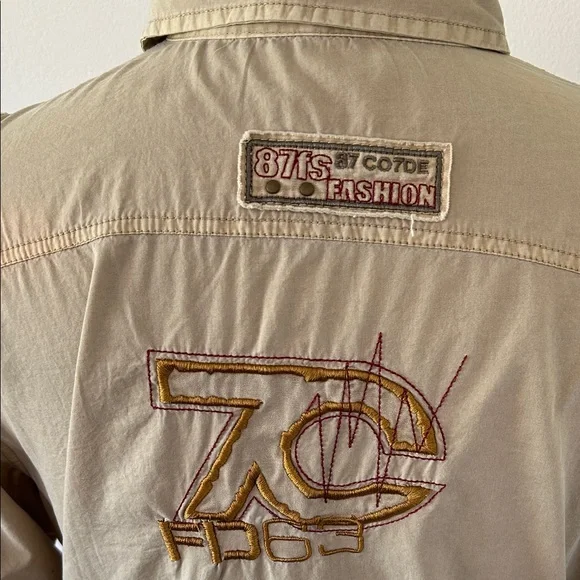 Men's Casual Button Down Shirt - Tan - Picture 7 of 16